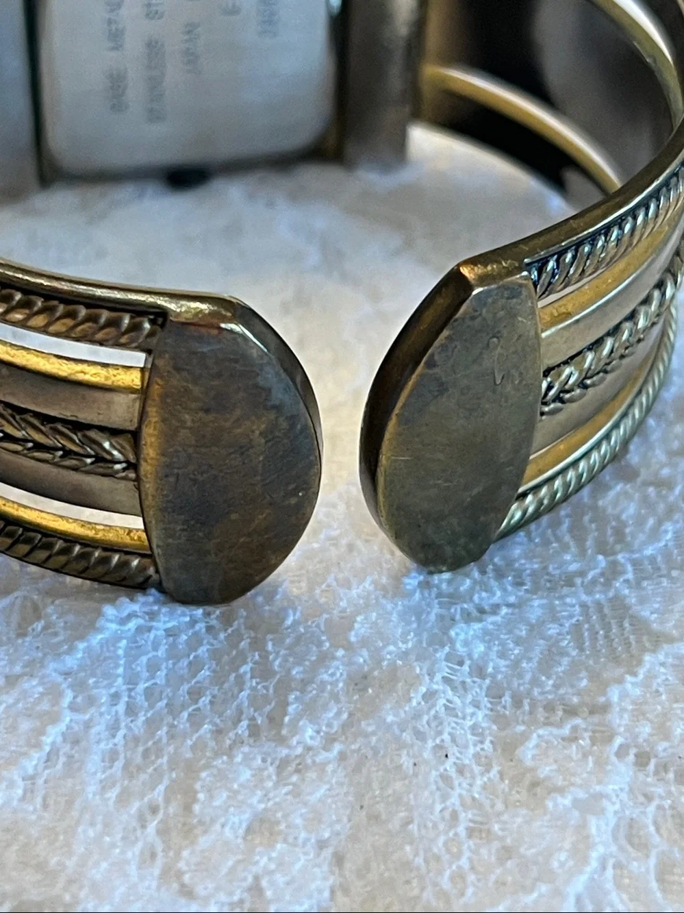 Antique Brass-Tone Cuff Watch with Cream Dial